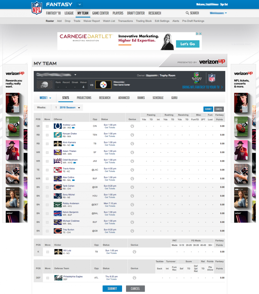 Fantasy Football Draft UI by Reese M on Dribbble